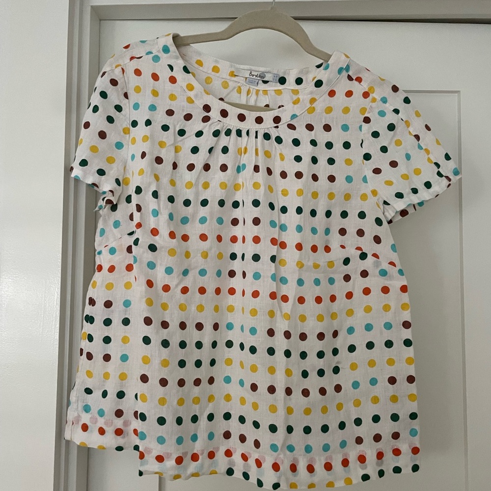 Boden Linen top colorful polka dots size L